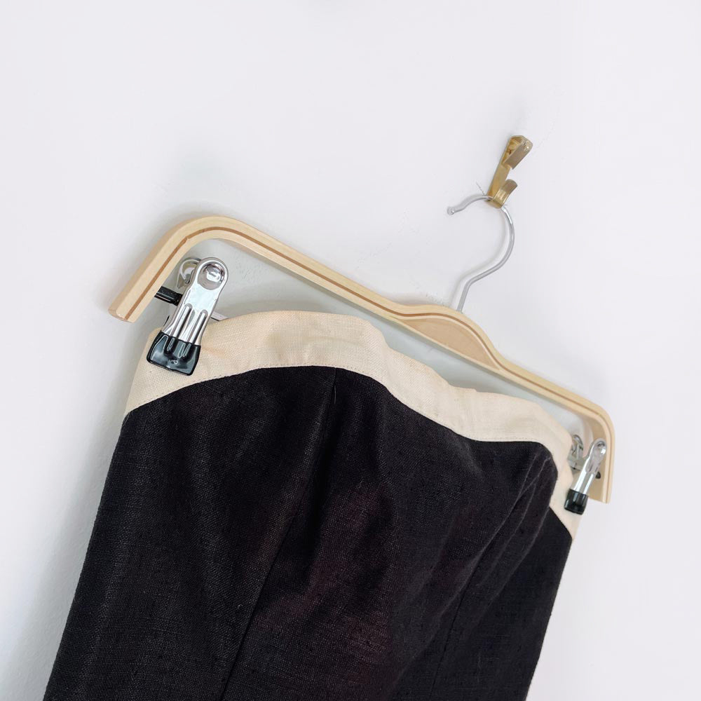 vintage wayne clark strapless peplum waist linen dress