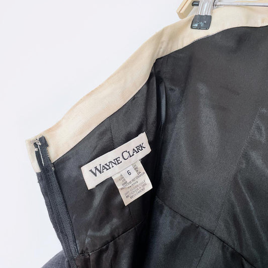 vintage wayne clark strapless peplum waist linen dress