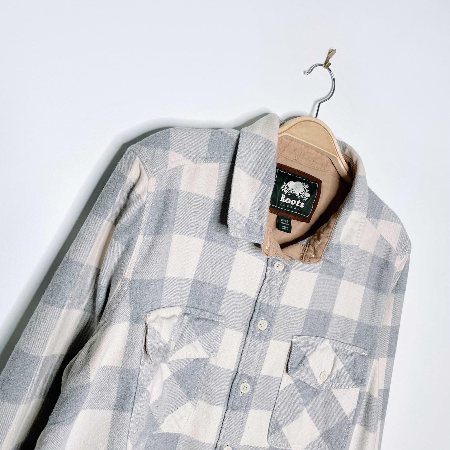 roots grey cream park flannel shirt