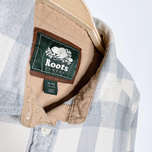 roots grey cream park flannel shirt