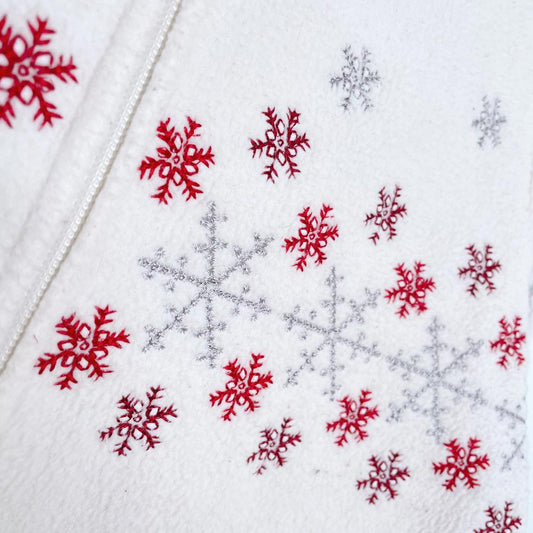 vintage 00s holiday joy snowflake fleece zip up