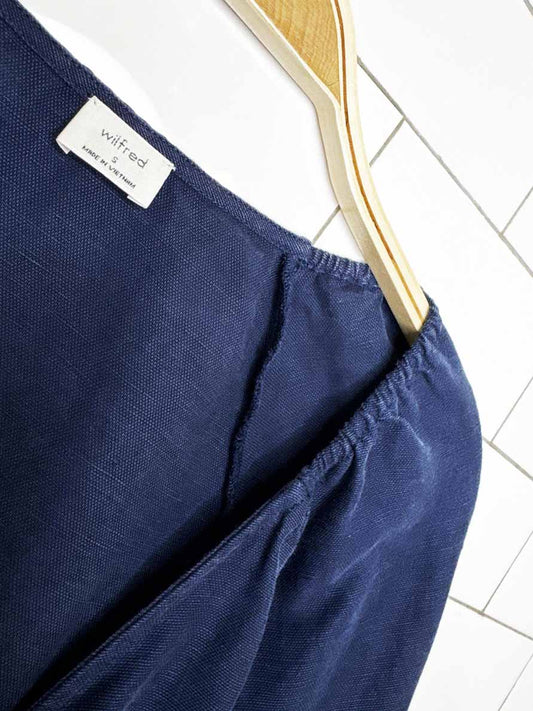wilfred tenley 100% linen tie front balloon sleeve crop top | aritzia - good market thrift store