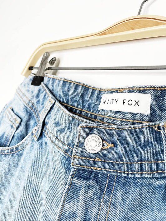 witty fox 90s baggy long denim shorts - good market thrift store