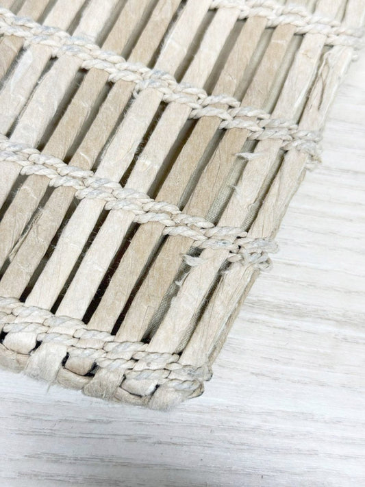 woven wood shoulder bag with leather strap - good market thrift store