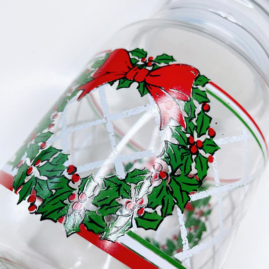 vintage festive wreath stash jar with sealed lid