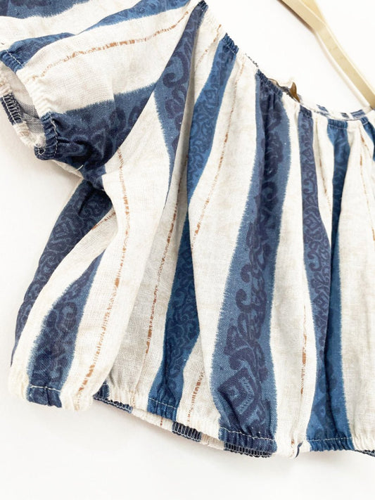 x2 ballambia linen-blend stripe wide leg crop top set | made in italy - good market thrift store