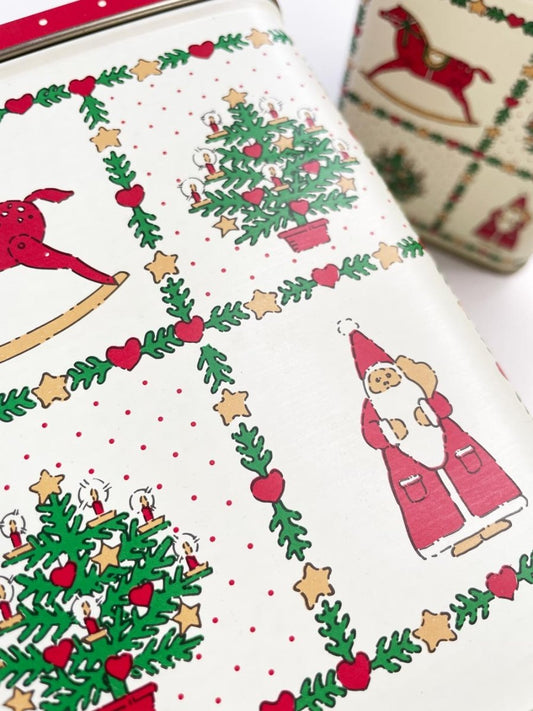 x2 vintage holiday stacking tin set - good market thrift store
