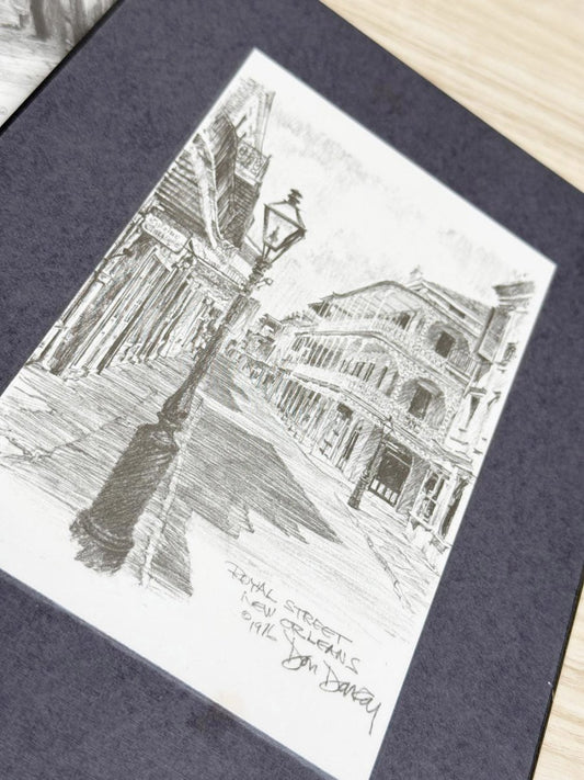x2 vintage new orleans pencil drawings on wood - good market thrift store