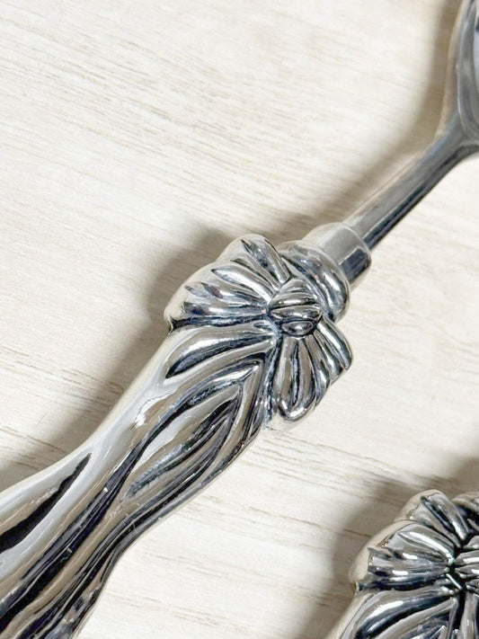 x2 vintage silver bow tie sugar spoons - good market thrift store