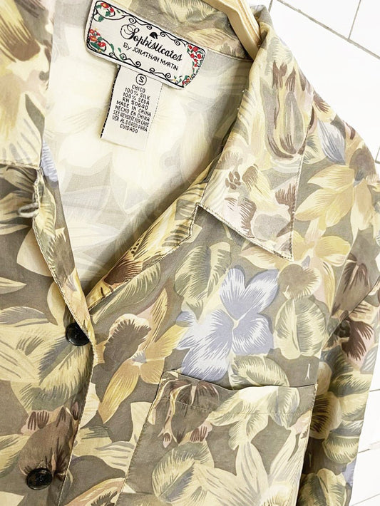 x2 vintage sophisticates 100% silk resort shirt + shorts set | jonathon martin - good market thrift store