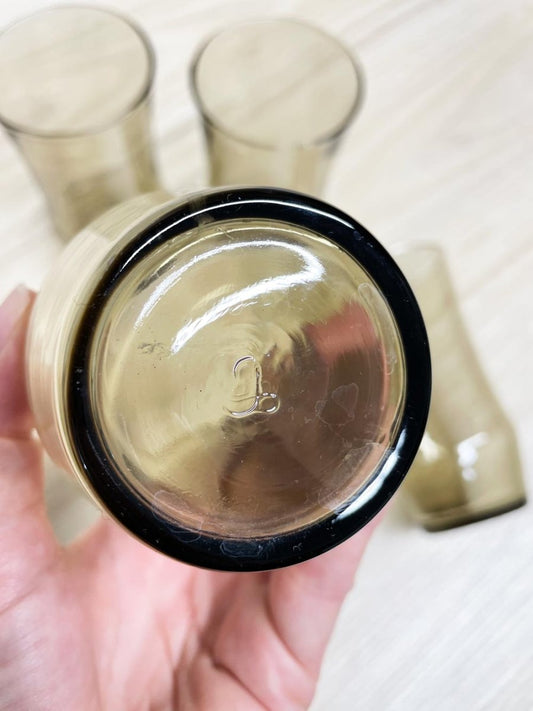 x4 vintage 70s libbey apollo smoke glass tumblers - good market thrift store