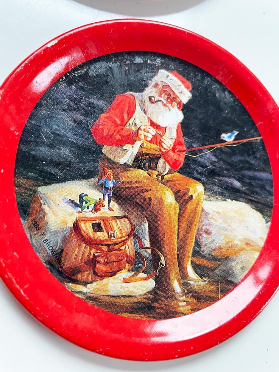 x4 vintage 80s coca - cola tin coasters - good market thrift store