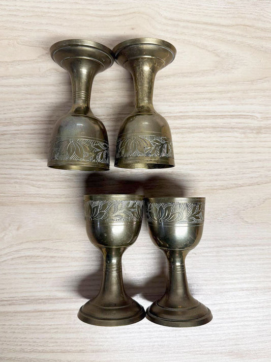 x4 vintage brass cups - good market thrift store