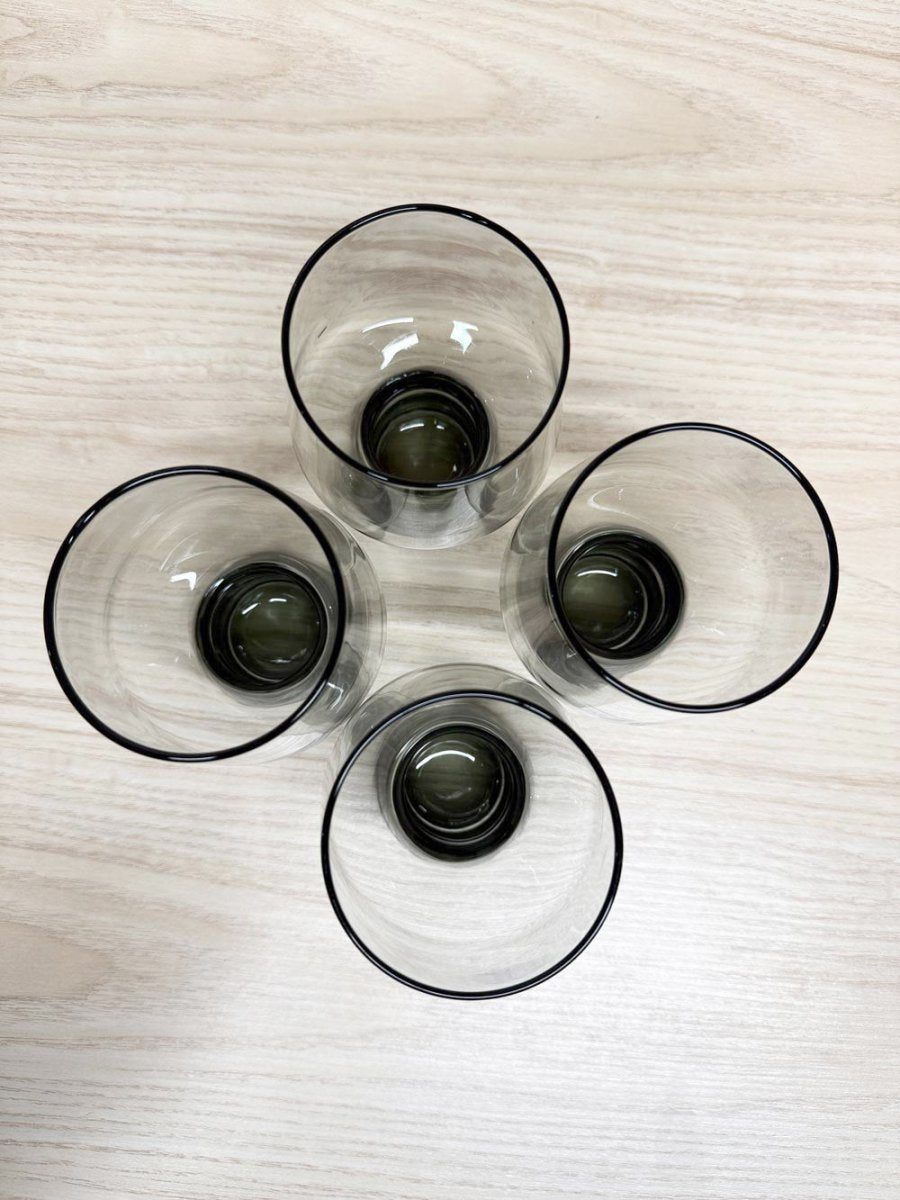 x4 vintage libbey mcm smokey stemmed drinking glasses - good market thrift store