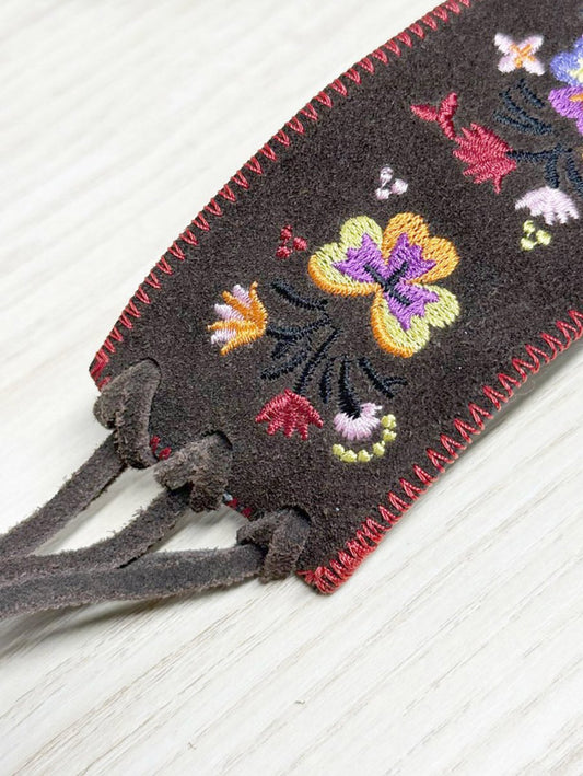 y2k AE boho suede flower embroidered tie belt | american eagle - good market thrift store