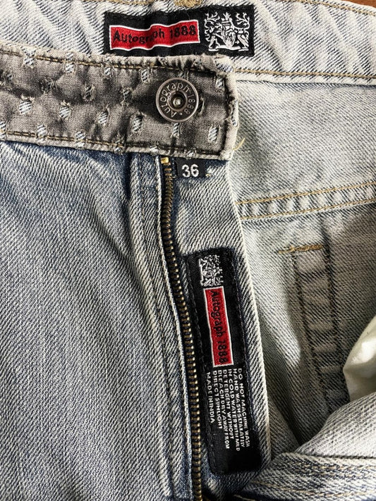 y2k autograph 1888 embroidered long denim shorts | jorts - good market thrift store