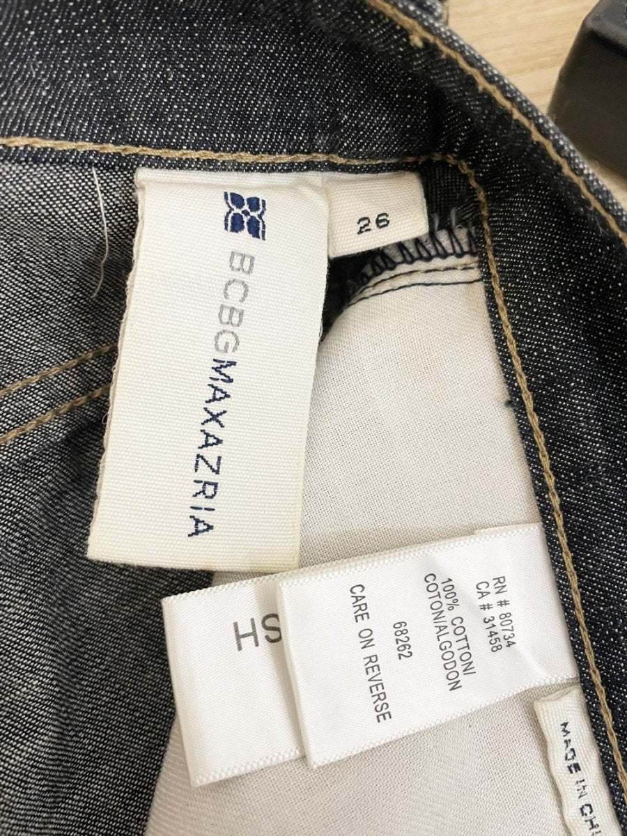 y2k bcbg contrast stitch wide leg flare jean culottes - good market thrift store