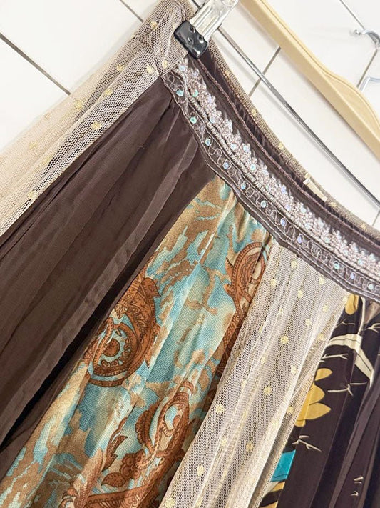 y2k boho natali patchwork flowy maxi skirt | made in USA - good market thrift store