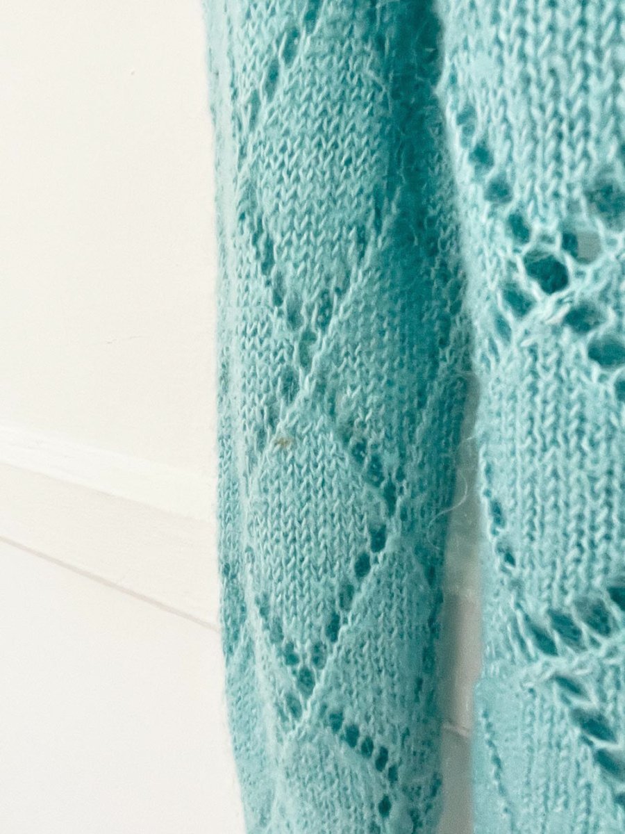 y2k carol rose mohair-blend pointelle knit rosebud cardigan - good market thrift store