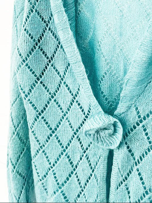 y2k carol rose mohair-blend pointelle knit rosebud cardigan - good market thrift store