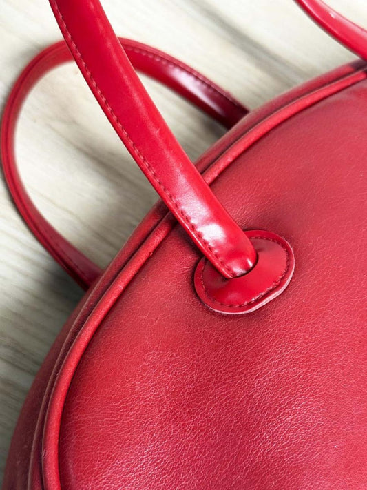 y2k clarins faux leather mini bowling bag handbag - good market thrift store