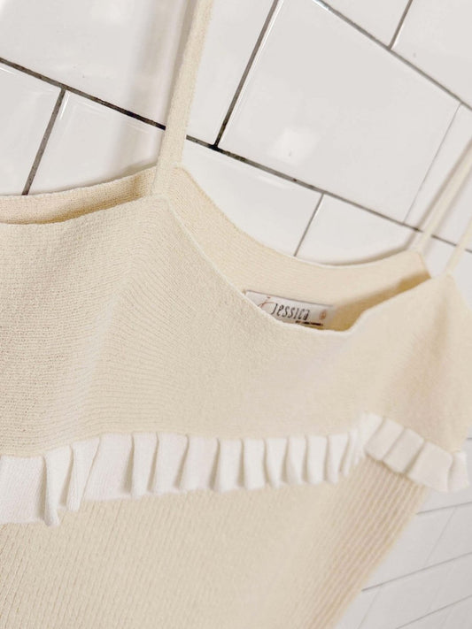 y2k jessica ruffle trim knit tank - good market thrift store