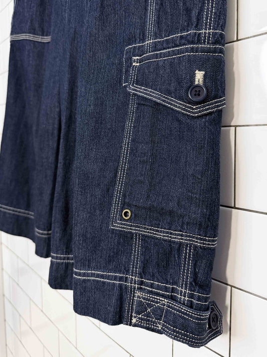 y2k jones new york utility contrast-stitch long denim shorts - good market thrift store