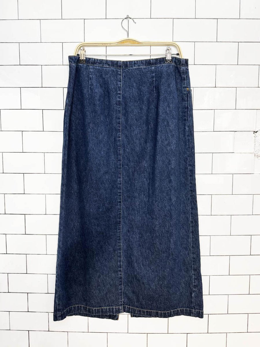 y2k low rise denim maxi skirt - good market thrift store