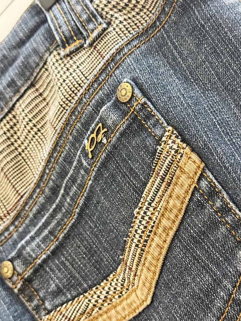 y2k point zero patchwork corduroy knee length denim skirt | nicole benisti - good market thrift store