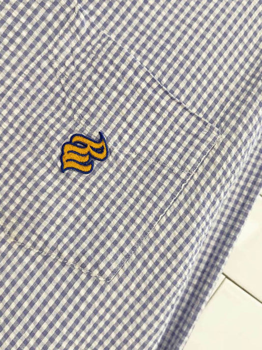 y2k rocawear gingham full button logo pocket shirt - good market thrift store