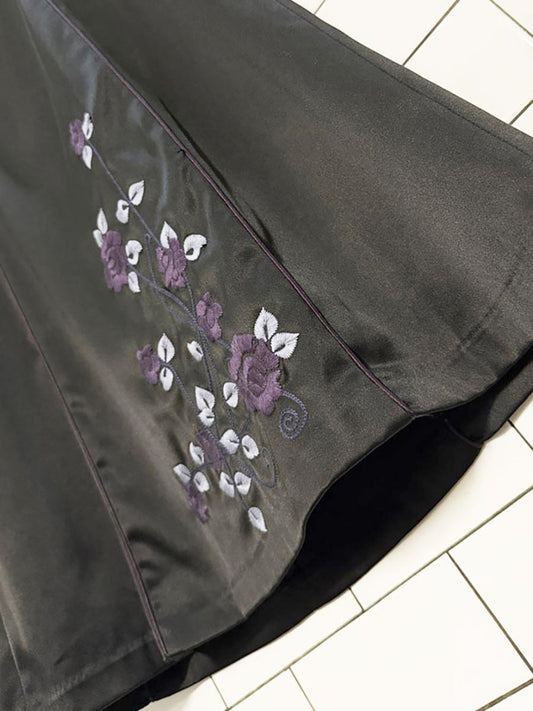 y2k rw&co satin strapless floral embroidery knee - length dress - good market thrift store