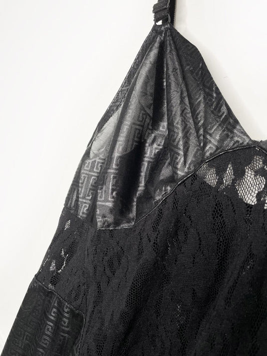 y2k satin lace trim mini slip dress - good market thrift store