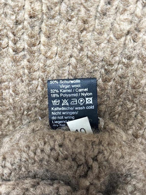 yazoo camel - wool blend mock neck chunky knit sweater - good market thrift store