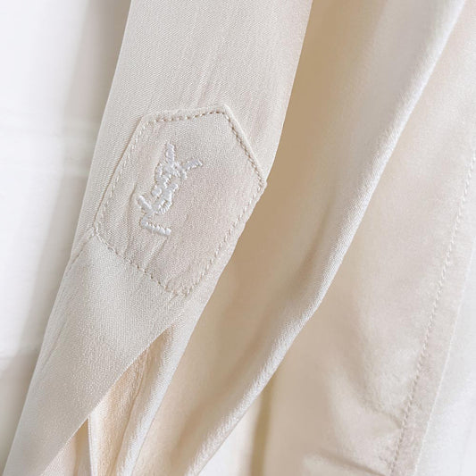 vintage ysl saint laurent silk tuxedo french cuff blouse