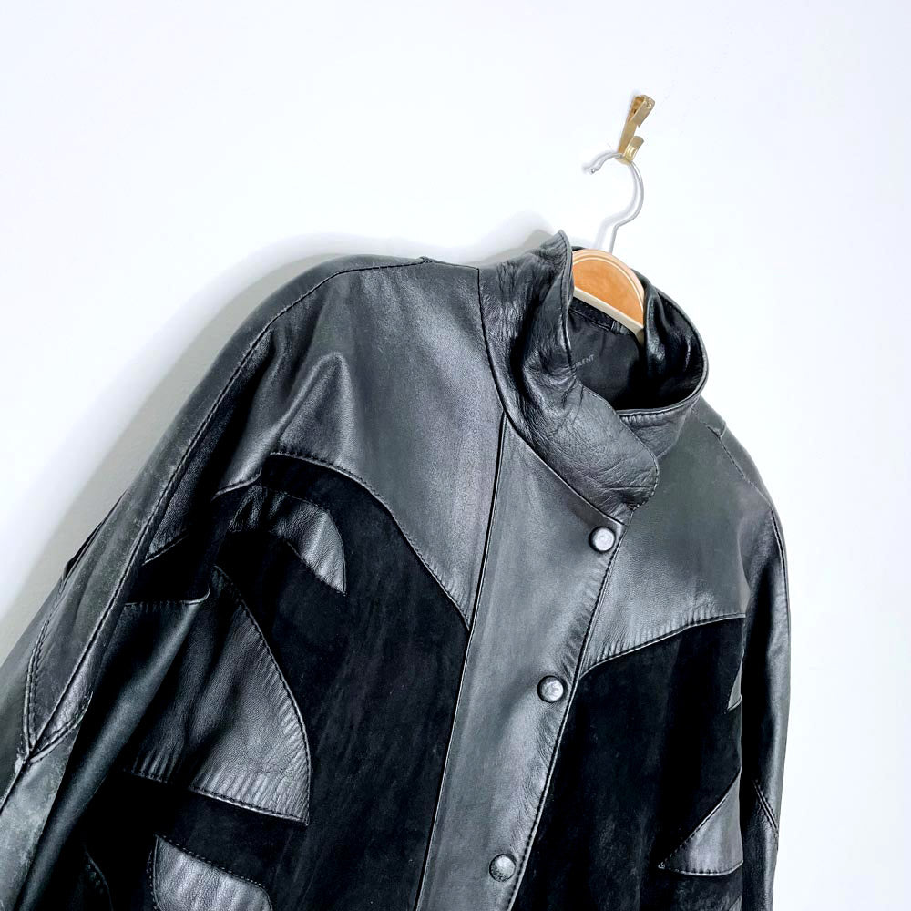 vintage 80s ysl lambskin leather and suede batwing jacket