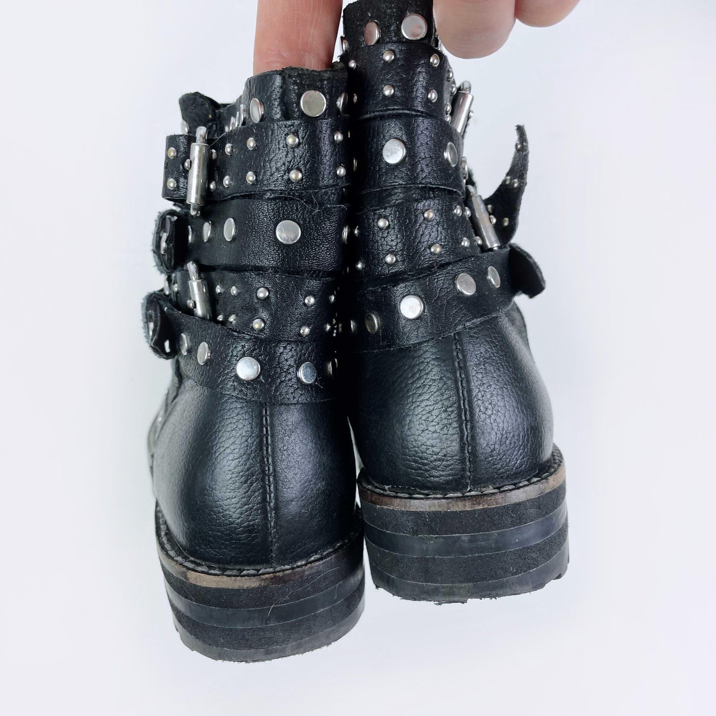 zara kids black studded moto boots - size 29