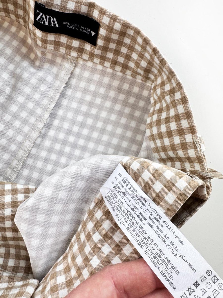 zara gingham high rise belted mini short - good market thrift store