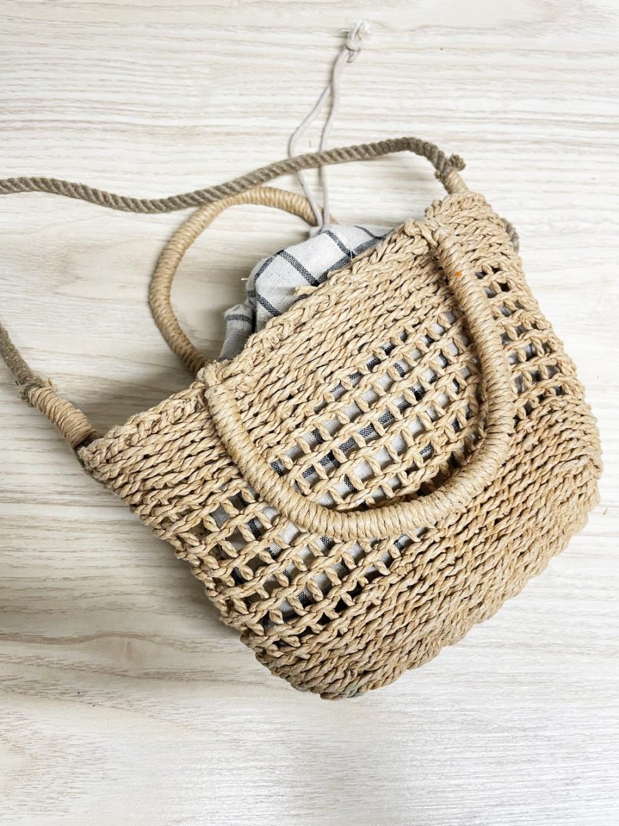 zara mini woven basket crossbody bag - good market thrift store