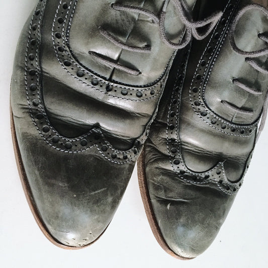 Pertini Classic Vintage Grey Leather Oxford - size 7