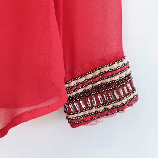 Zara Blouse with Beaded Cuffs - size Small