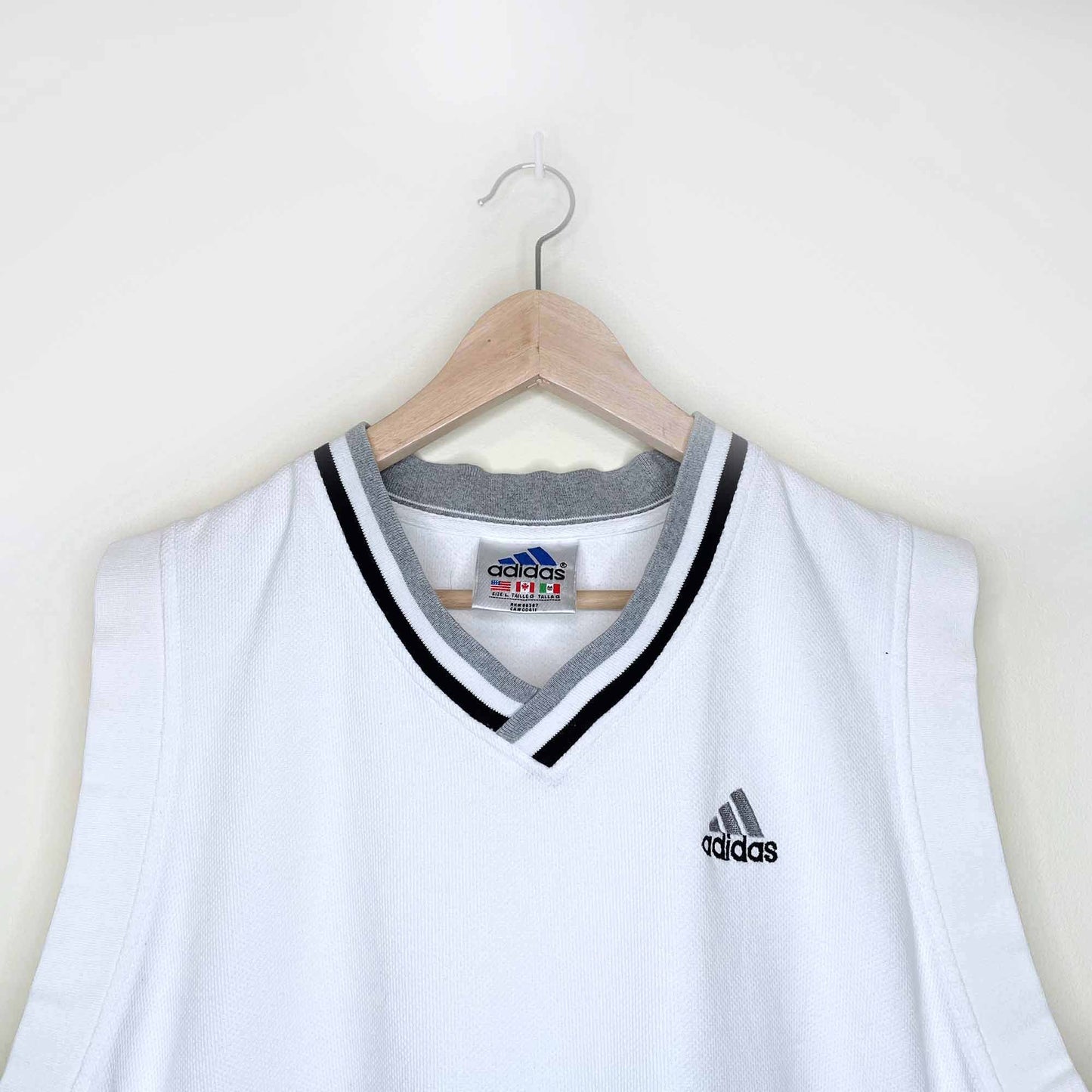 vintage men's adidas pique sleeveless v-neck top - size large