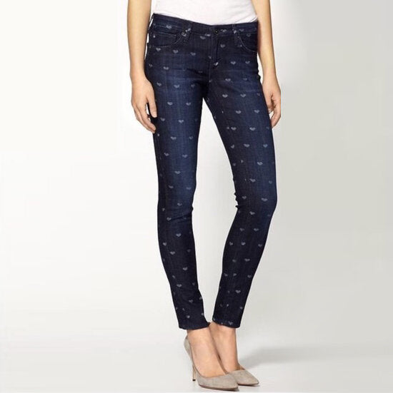 AG Stevie Mid-rise Hearts Skinny - size 26