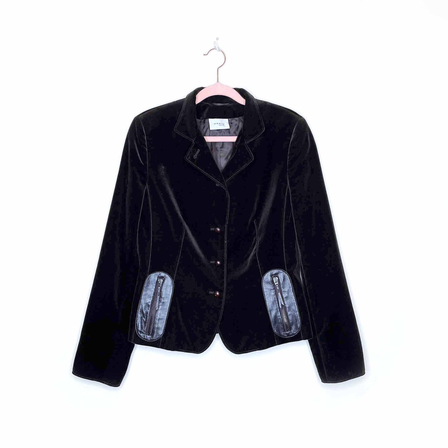 akris punto velvet leather equestrian blazer - size 8