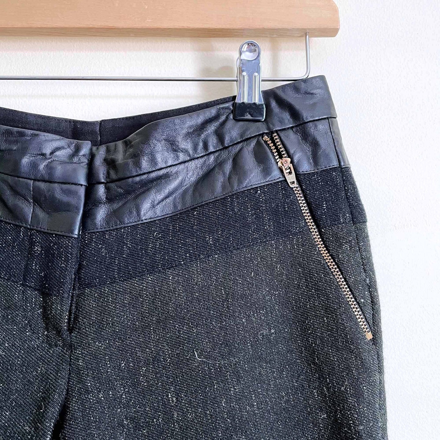 A.L.C. leather and wool panel slim trouser - size 0