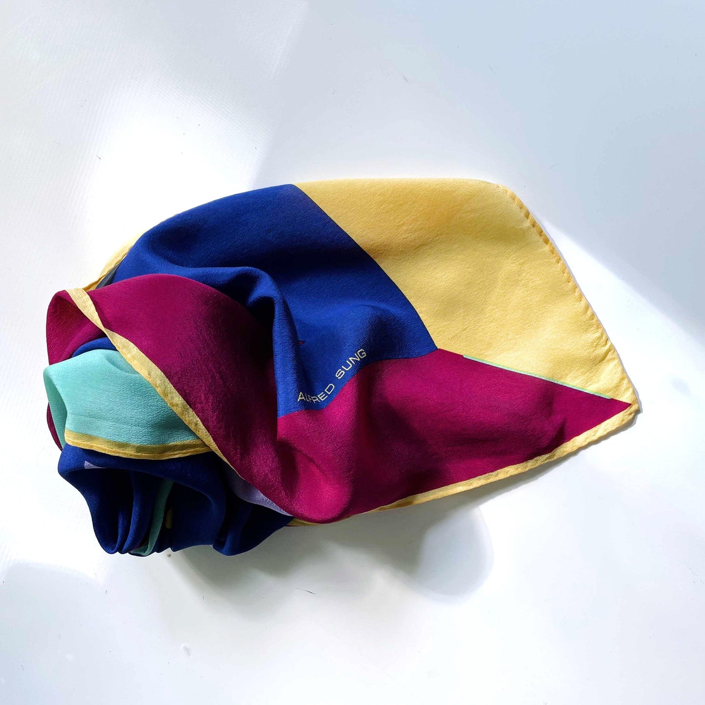 vintage alfred sung silk colour block silk scarf