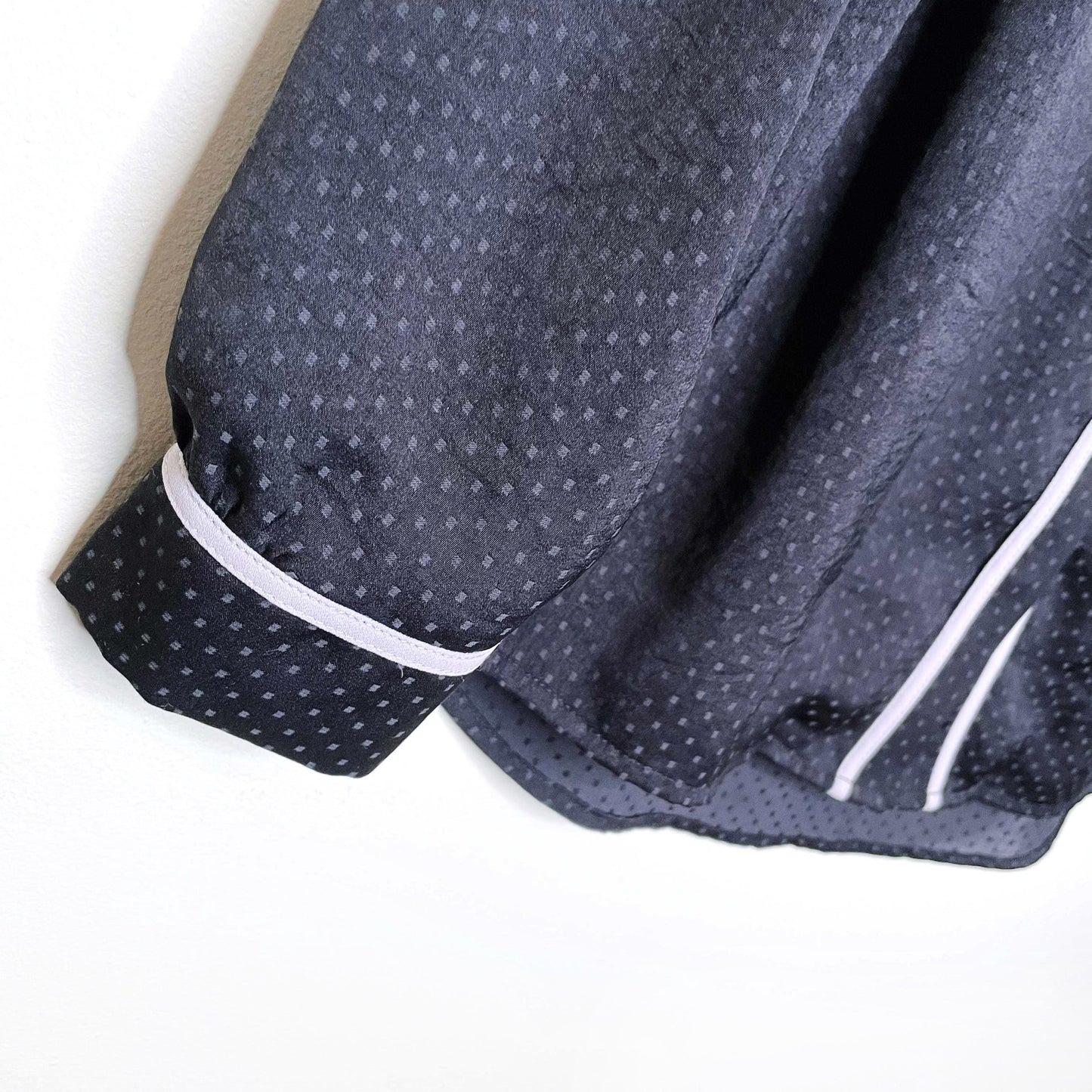 all saints satin swiss dot blouse with contrast piping - size small