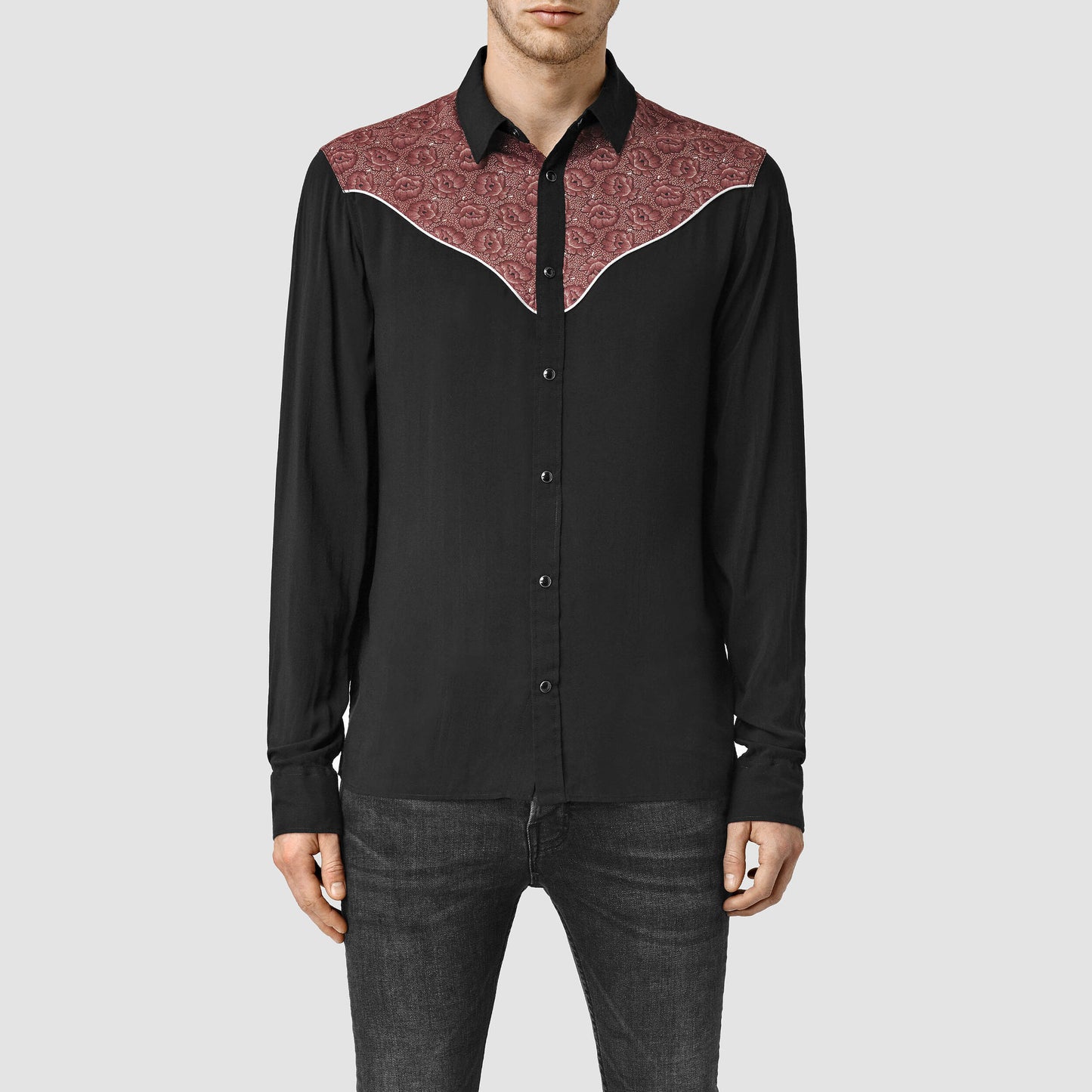 All Saints Wynona snap button shirt - size Large