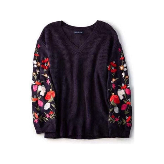 American Eagle Embroidered Sleeve Sweater - size Small
