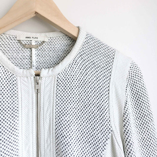 Ams Pure knit jacket with leather details - size 14