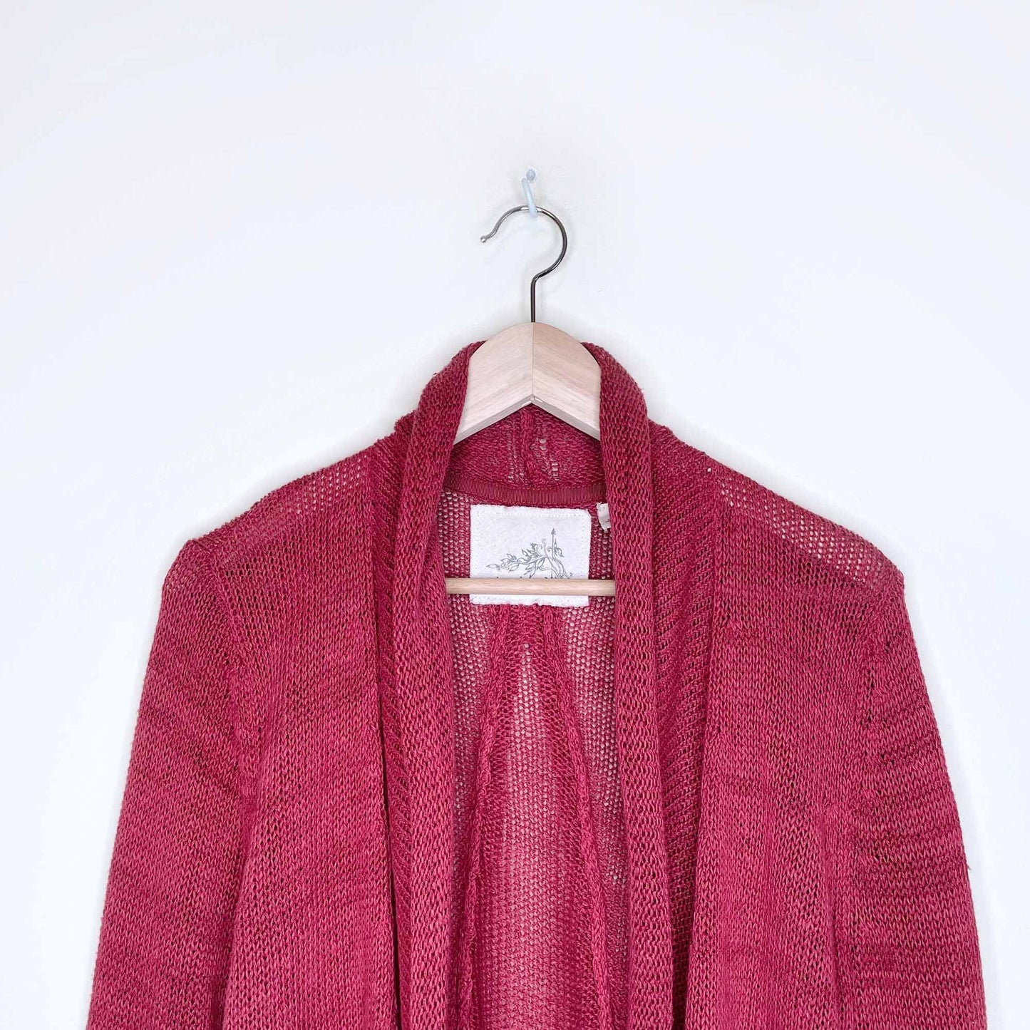 angel of the north red linen open cardigan sweater - size medium